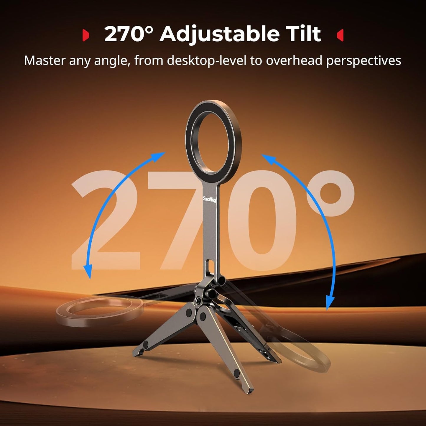 SMALLRIG 1/4" 270 17/16/15/14/13 -5649 Dual Magnetic Phone Tripod, Metal Cell Phone Mount Grip with Threads, Adjustable