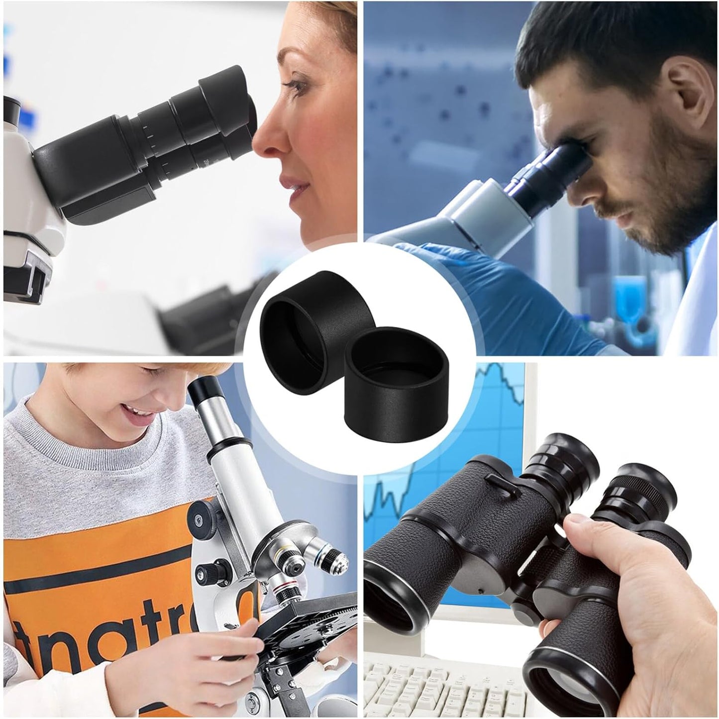 2pcs Homoyoyo Rubber Eyepiece for Microscope Inner for Laboratory and School Use Easy to Carry and Use