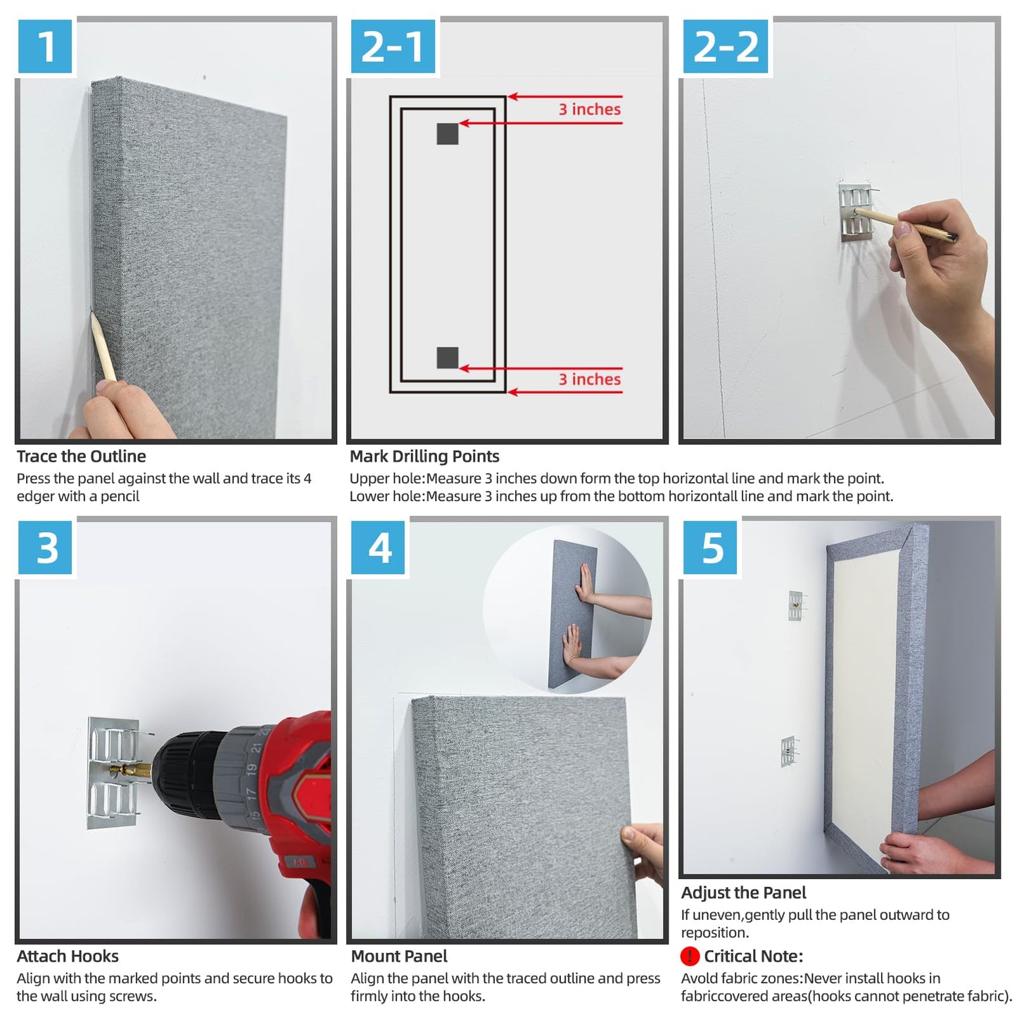 Art3dwallpanels 4 PCS Acoustic Panels, 24''x12'' Fabric Soundproof Wall Panels, Easy-Hook Mounting Sound Absorbing Panels for Studios, Office, Home Theater, Linen