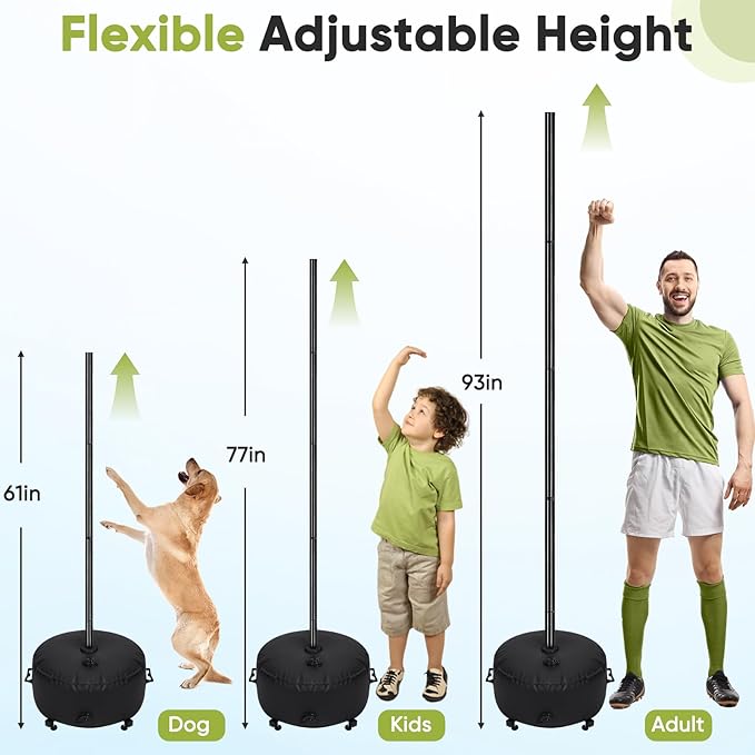 GADFISH Portable Tetherball Set with Ball and Rope, Adjustable Height Rack with Water Bag Base, Suitable for Adults & Kids Play in Indoor & Outdoor, Playground, Backyard