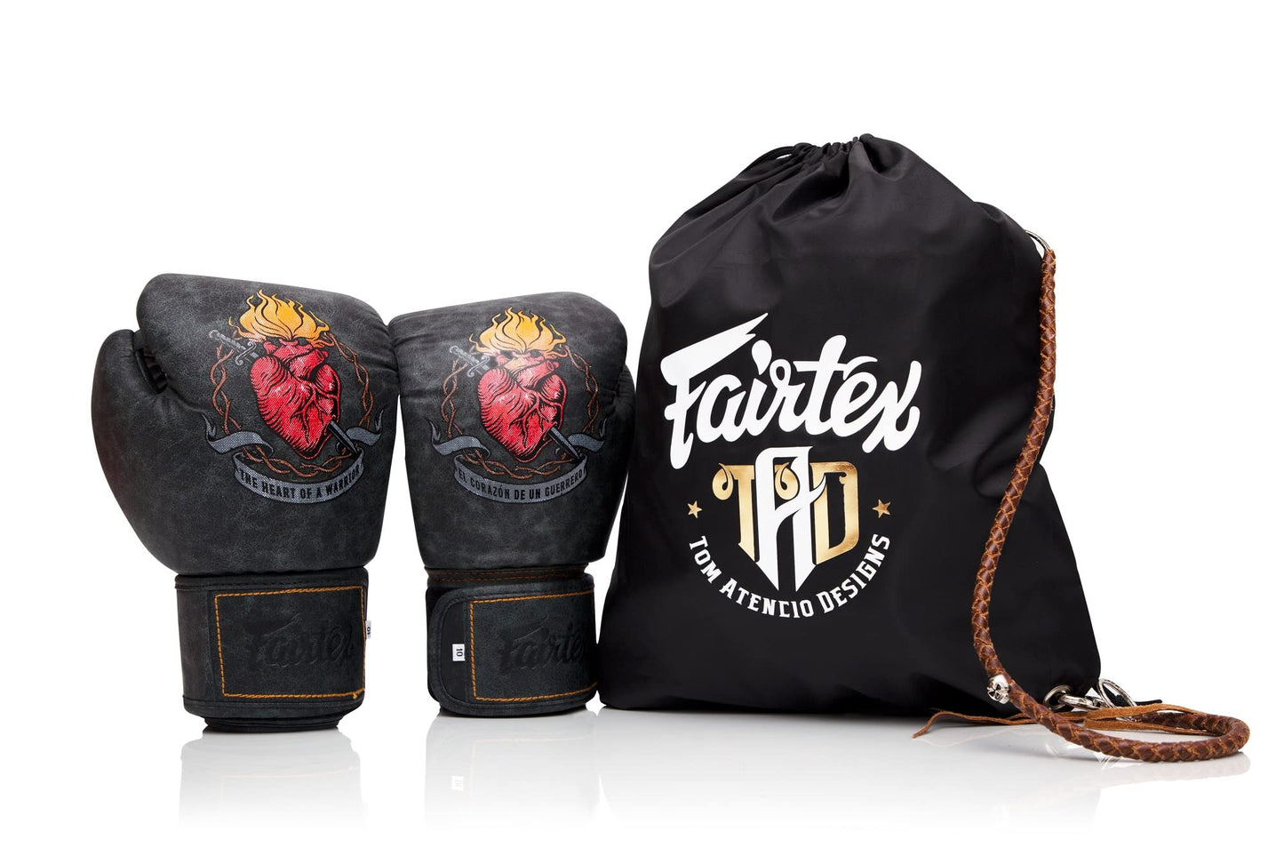 Fairtex Heart of a Warrior Boxing Gloves | Fairtex Muay Thai Gloves Made with Syntek Leather | Multi-Layer Foam | Tom Atencio Collaboration | MMA, Kickboxing (16oz)
