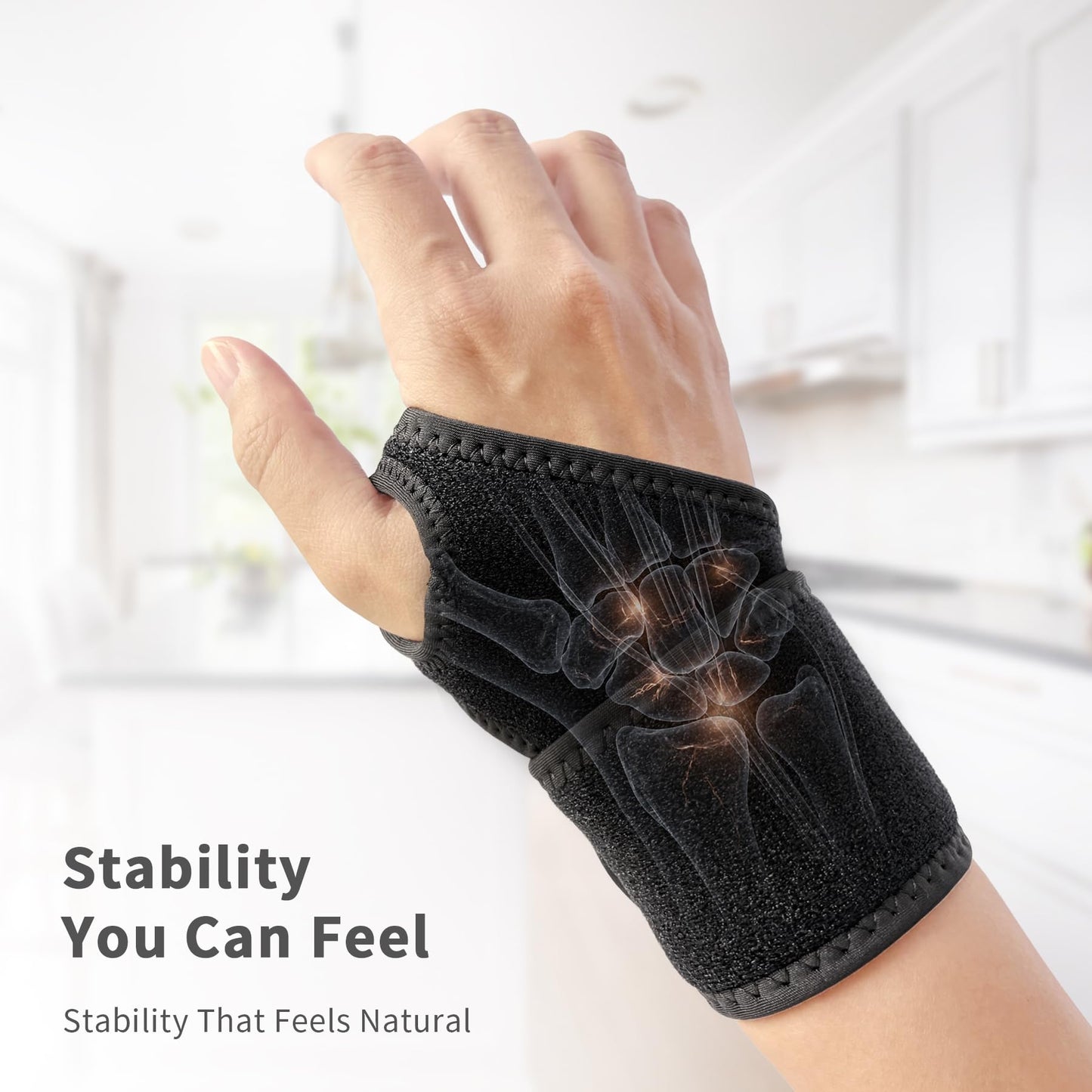 Bracoo Wrist Brace Compression Wrap – Adjustable Support Strap for Carpal Tunnel, Tendonitis, Arthritis, Pain Relief – Fitness & Weightlifting Wristband – Left or Right Hand – WS10