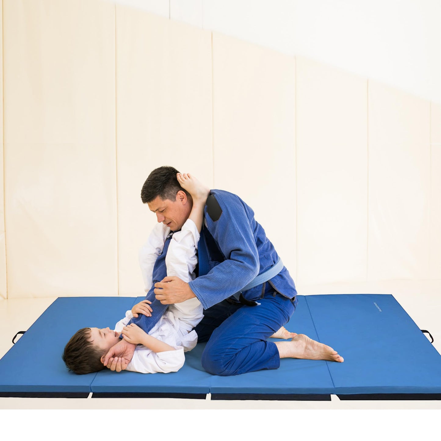 BalanceFrom All Purpose 4'x10'x2" Extra Thick High Density Anti Tear Gymnastics Gym Folding Exercise Aerobics Mats (Blue)