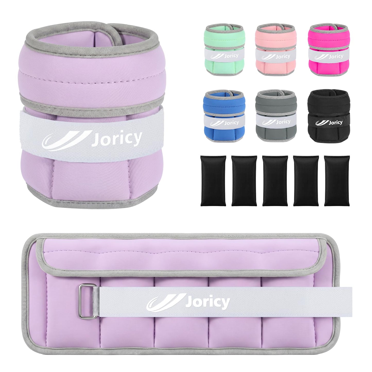 Adjustable Ankle Weights for Women Men 1-6 LBS 1 Pair Wrist Leg Arm Weights with Removable Weight, Strength Training Weight for Jogging, Walking, Running, Fitness, Gym Workout, Purple