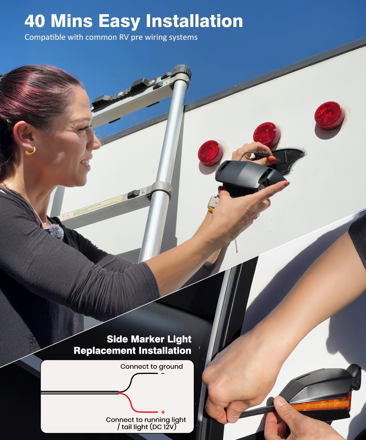 AUTO-VOX Wireless RV Backup Camera System: Rear and Side Coverage on a Large 7.2’‘ HD Monitor, Triple Split View, IR Night Vision, DVR Recording Back up Camera for RV,Travel Trailer,Motorhome,Camper