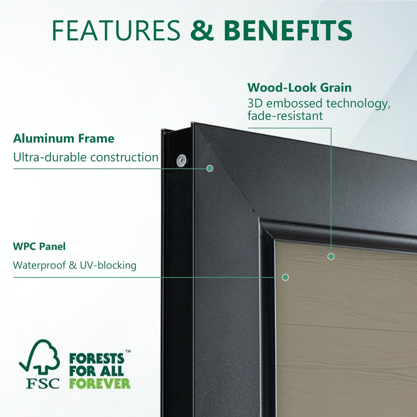 Mondaria Wood Plastic Composite Gate for Privacy Fence 6ft(H)*4ft(W), Fence Gate with Metal Frame and Knob Kits, Ancient Wood (Without Post)