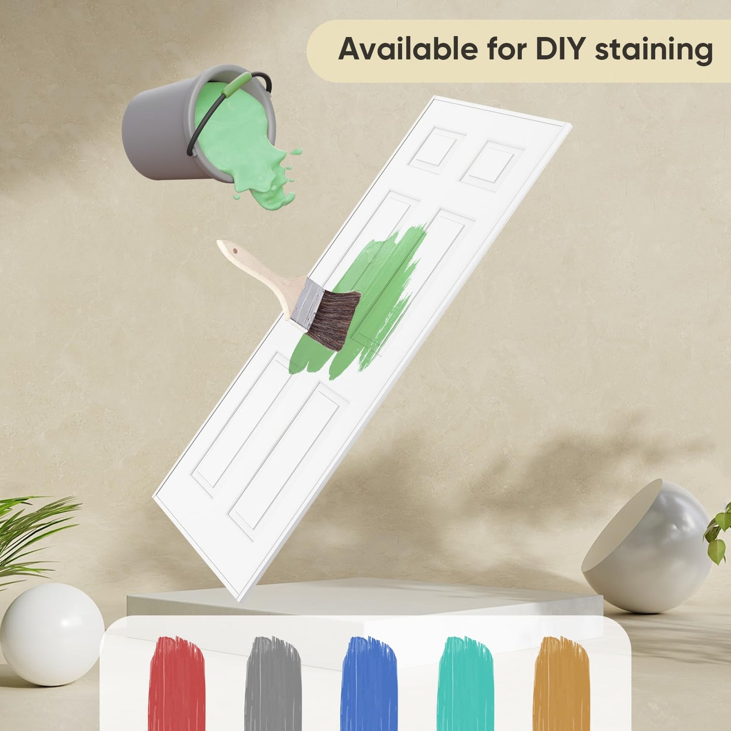 JUBEST Sliding Closet Door 72"(Double 37") x80", 6-Panel Steel Frame Bypass Primed Door with Top & Bottom Track Kits, Preassembled Hardboard Panels with Paintable Surface, Durable & Sturdy