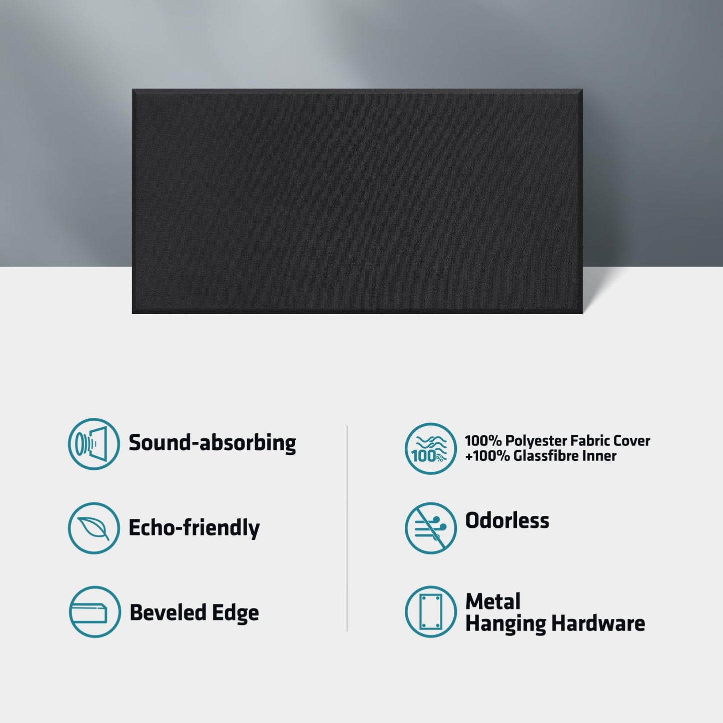 2” Thick Acoustic Panels with Hanging Hardware, 2 PCS 47.2” x 23.6” Fiberglass Sound Absorbing Panels for Home Theater Church Office Wall, Black