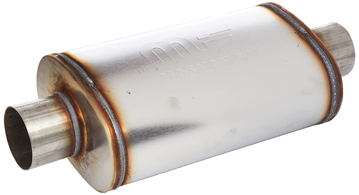 MagnaFlow Performance Exhaust Muffler 12219: 3"/3" Inlet/Outlet, 5x8x14" Oval, Stainless Steel, Satin Finish
