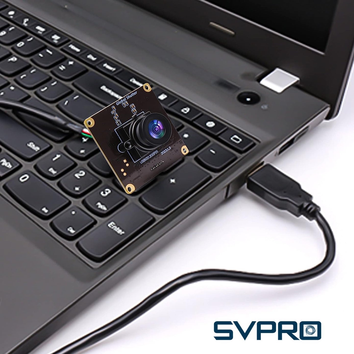 SVPRO Global Shutter USB Camera Module 90fps High Speed Webcam Board 1920x1200 2MP AR0234 UVC Webcam Module with Distortion Free M12 Lens for Computer,Slow Motion Board Camera for Golf Swing