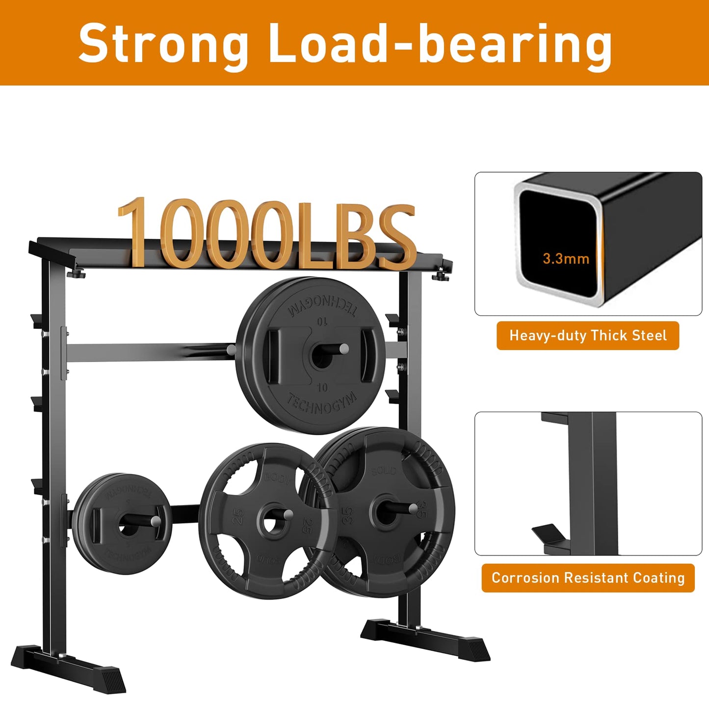 UBOWAY Compact Dumbbell Rack Stand Barbell Rack: Weight rack for Dumbbells, Olympic Barbell Bar, Olympic Weight Plates - Weight Storage Rack for Strength Training Home Gym Fitness Exercise Equipment