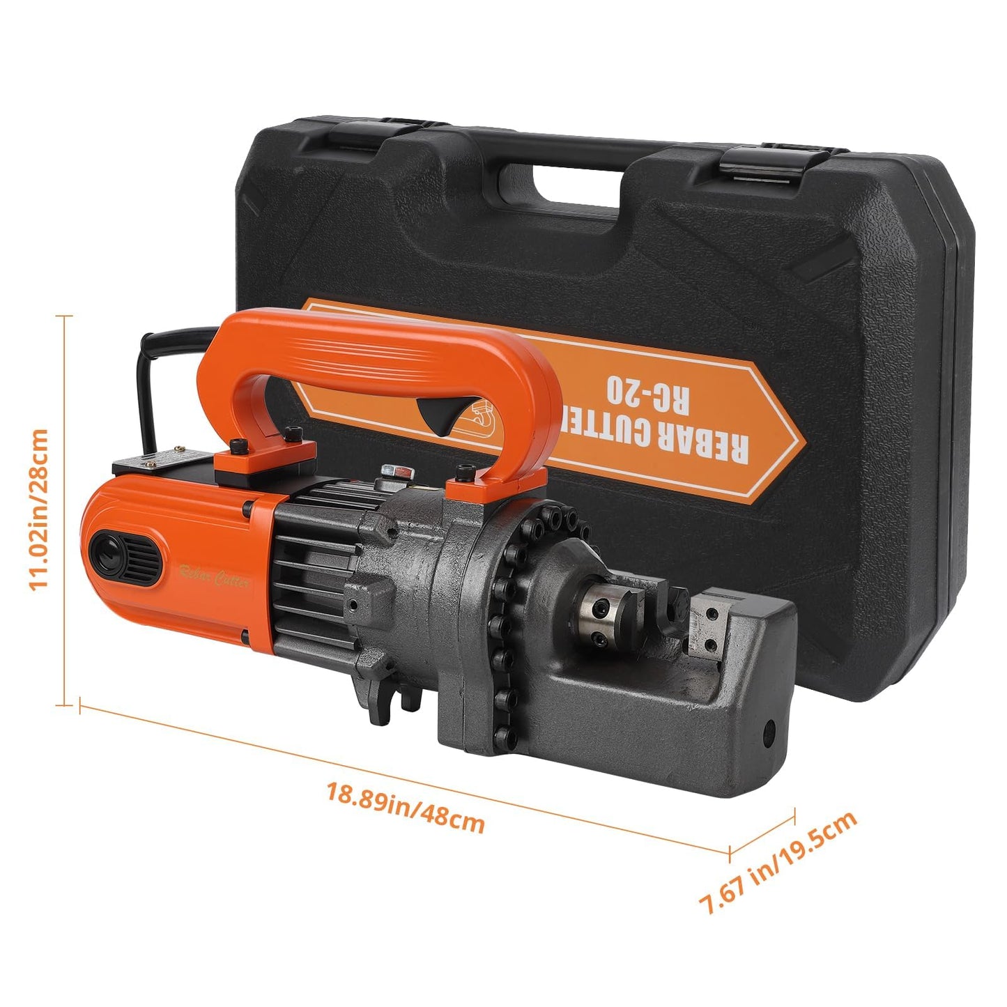 Electric Hydraulic Rebar Cutter Tool, 1250W Cutting up to 3/4 Inch #6 4-20mm Rebar Steel,110V, with Blades & Easy Carry Stainless Box (1250W RC-20)
