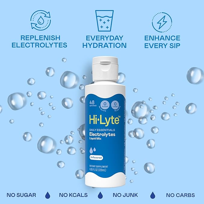 Hi-Lyte Daily Essentials Electrolytes Liquid Mix Unflavored, 144 Servings