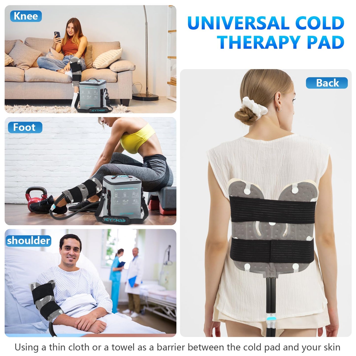 ICYTHRP Cold Therapy Machine with Programmable Timer, FSA Eligible HSA, Portable Ice Machine for Knee After Surgery, Knee Replacement Recovery System for Pain Relief with Universal Pad