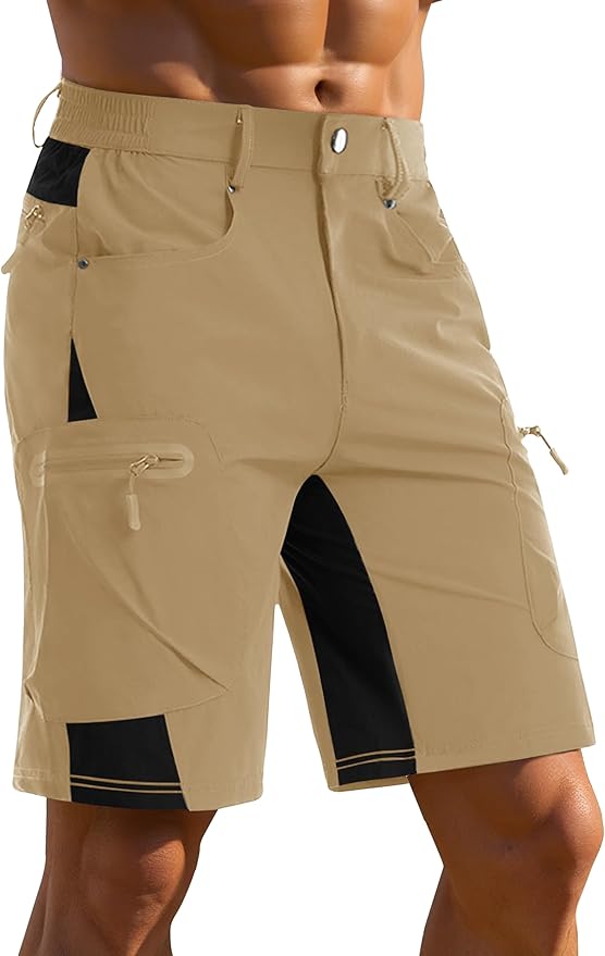 CRYSULLY Men's Hiking Cargo Shorts Outdoor Summer Lightweight Quick Dry Casual Shorts with 5 Pocket