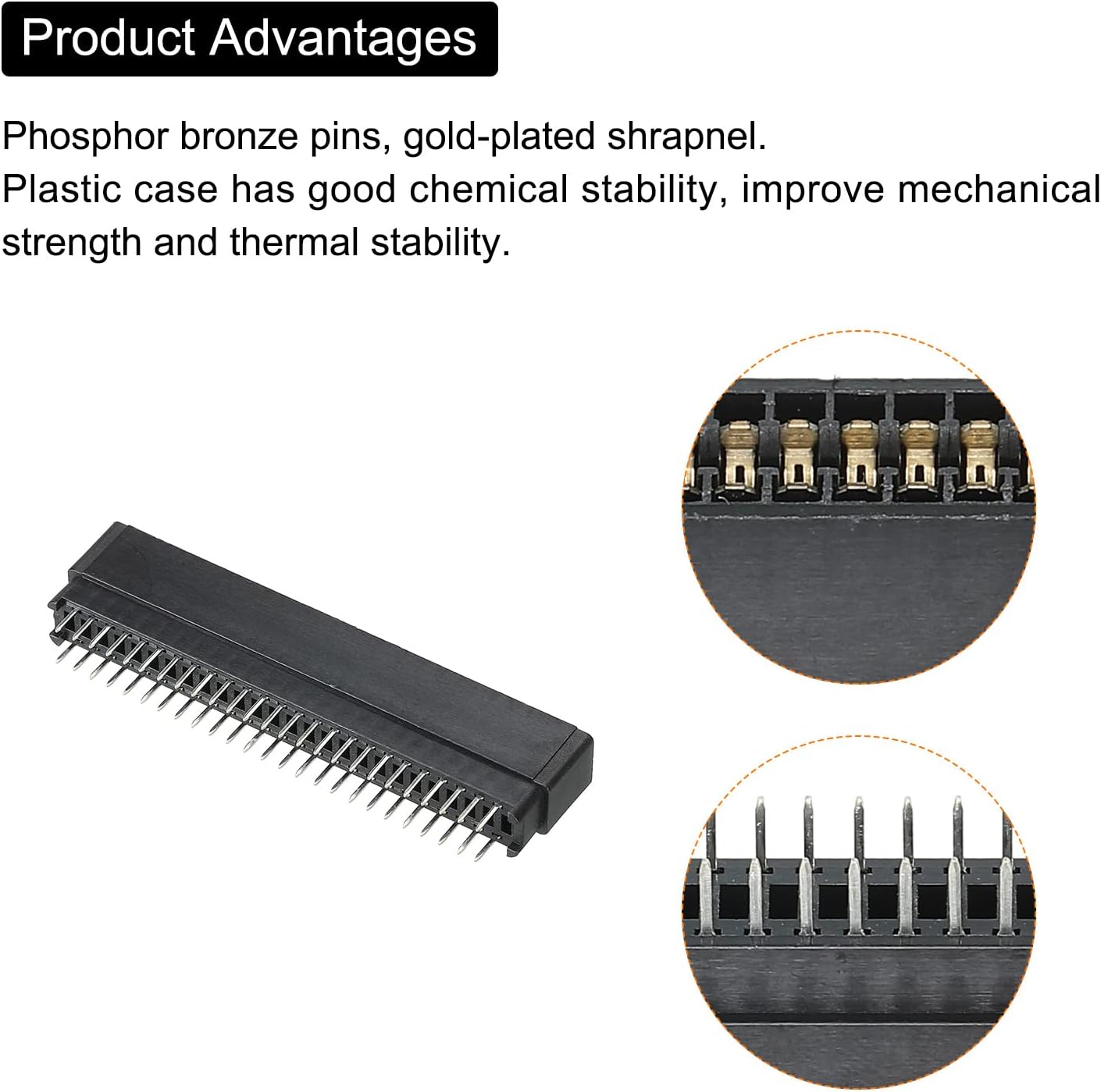 50 2.54mm PATIKIL Card Edge Connector Black Socket Straight Connection Pin Pitch for PCB Circuit Board, Game Console