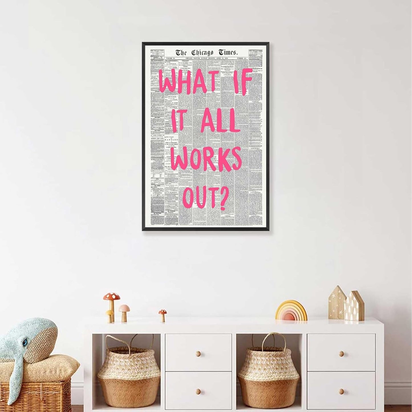 Skiennix Retro Newspaper Poster - Positive Affirming Quote Canvas Wall Art | Minimalist Design 12x16in Framed