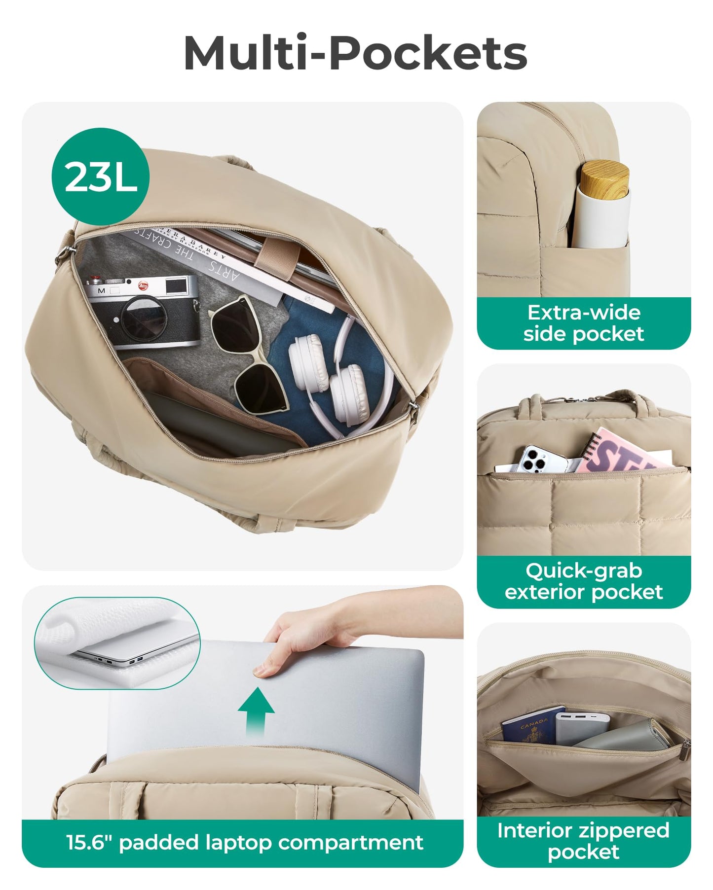 BAGSMART Gym Bag for Women, Carry on Travel Duffel Bag, Water-resistant Weekender with Shoe Compartment for Gym Travel Work, Desert, Medium