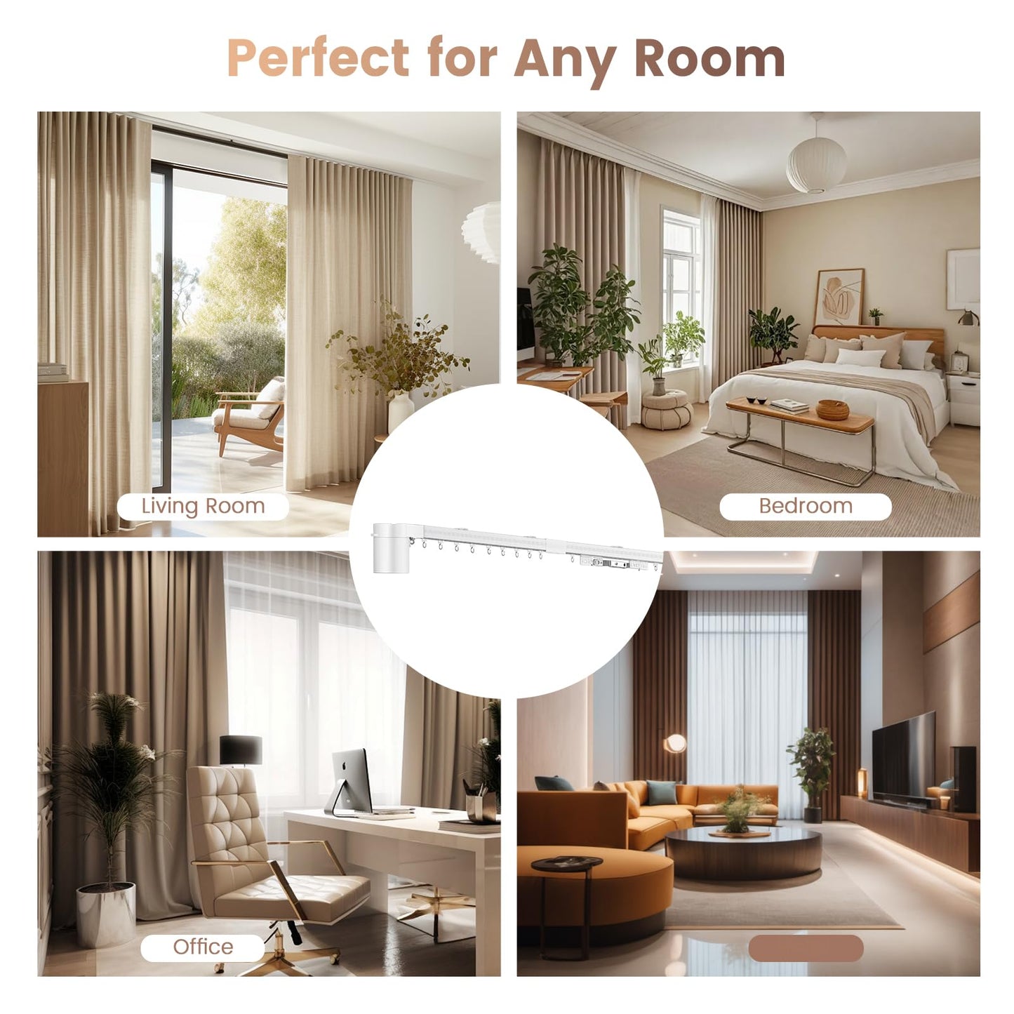 Smart Electric Curtain Track, 98.4" Motorized Curtain Rail with APP & Remote Control, Ultra Quiet Automatic Smart Home Curtain System for Living Room Bedroom, Fixed-Length Design