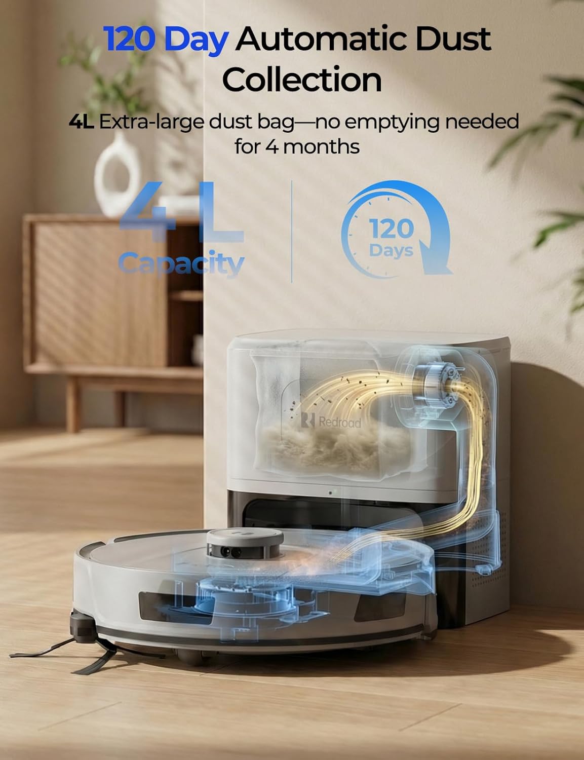 Skiennix Robot Vacuum - 20,000 Pa Power, Self-Emptying & Lidar Navigation | Gray R11 for Pets & Carpets