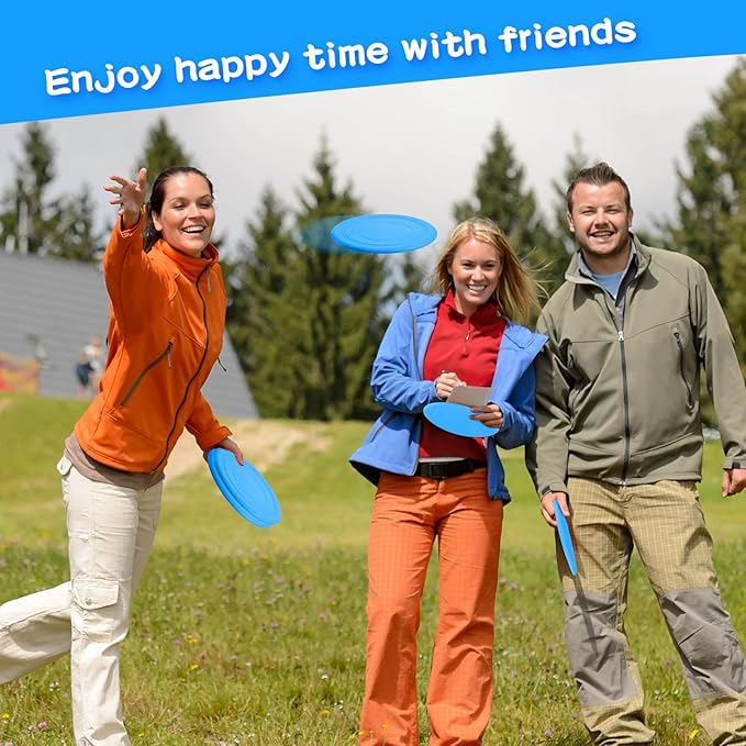 Lenwen 24 Pcs Flying Disc 6.89 Inch Soft Silicone Flying Disks Classic Play Flick Disc for Outdoor Backyard Beach Lawn Sports Park Camping Playing Adults Pet