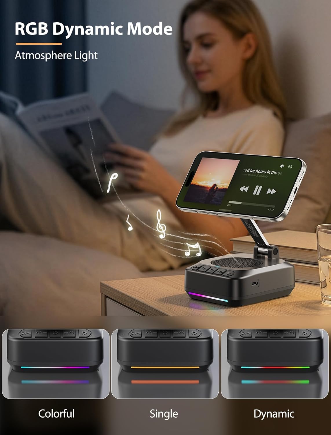 GBEAST for Magsafe Phone Stand with Bluetooth Speaker, Adjustable Cell Phone Holder for Desk,Stereo Sound Bluetooth