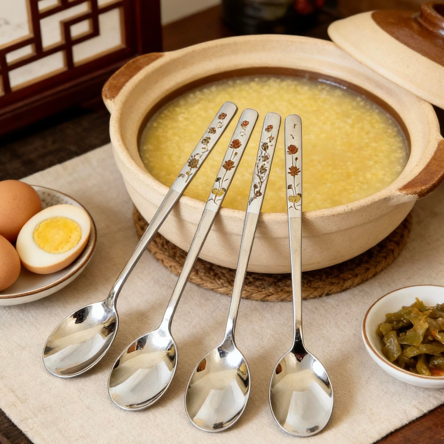 Soup Spoons Set of 4-8 Inch Long Handle