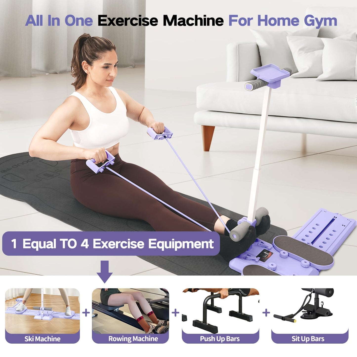 KESHWELL Ab Machine,Thigh Leg Exerciser,Sit Up Exercise Equipment for Man & Women,Pelvic Floor Exercise Devices for Home,Multifunctional Workout Equipment with Resistance Bands for Weight Loss
