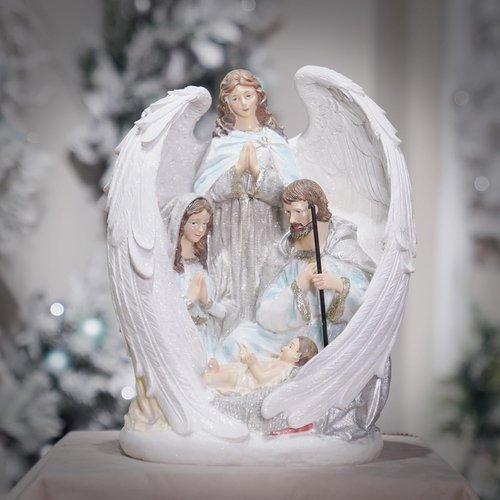 Braxio Christmas Decorations - Indoor Nativity Angel Set | Holy Family Tabletop Scene, 10x6.5x12.4 Inch