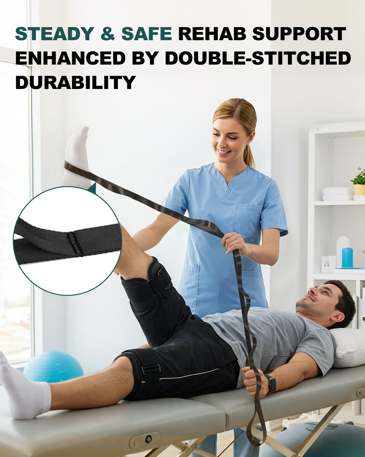 Trideer Stretching Strap Yoga Strap Physical Therapy for Home Workout, Exercise, Pilates and Gymnastics, 10 Loops Non-Elastic Stretch Bands with Aesthetic Packaging for Women & Men (Black)