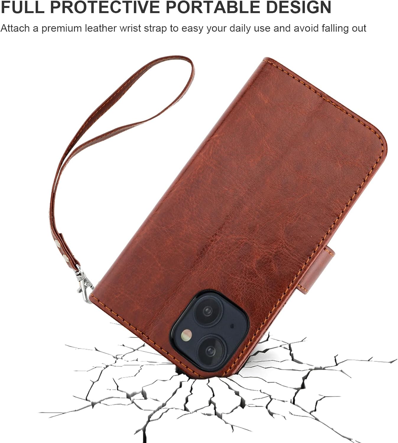 Bocasal 15 6.1 Inch for iPhone Wallet Case Compatible with MagSafe Wireless Charging, RFID Blocking Magnetic Leather
