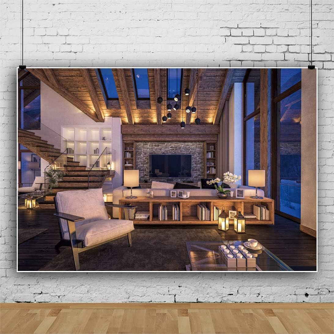 DASHAN 6.5x5ft Living Room Backdrop Zoom Meeting Video Modern Home Office Backdrop for Photography Online Meeting