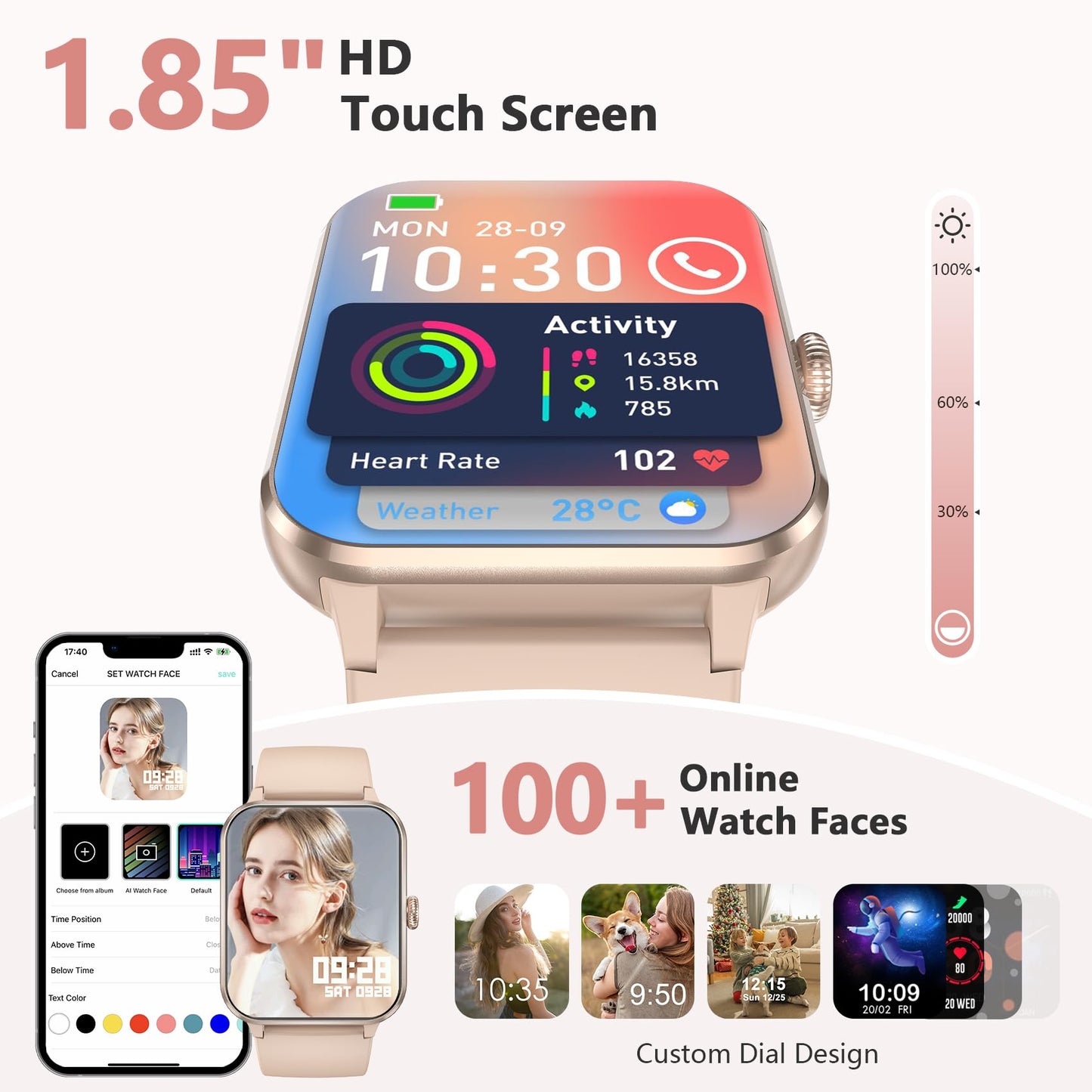 Blackview 2026 Fitness Tracker (Answer/Make Calls), Smart Watch for Men and Women with Heart Rate/SpO2/Sleep Monitor/2 Straps, 100+ Sports Modes, IP68 Waterproof Activity Tracker for Android/iPhone