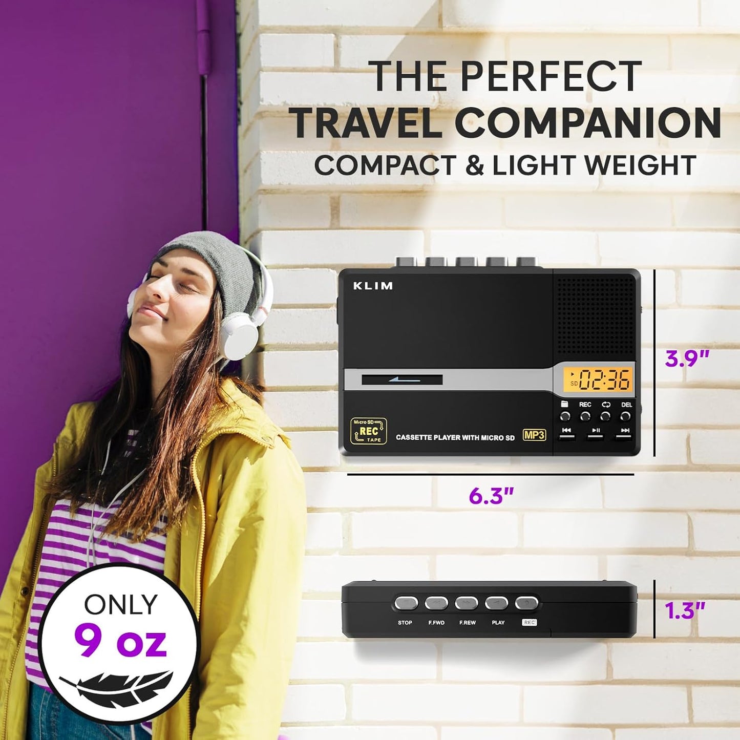 K10 Cassette Cassette MP3 8GB KLIM Portable Tape Player & Tape Recorder, to Converter + Built-in Microphone & Speaker +