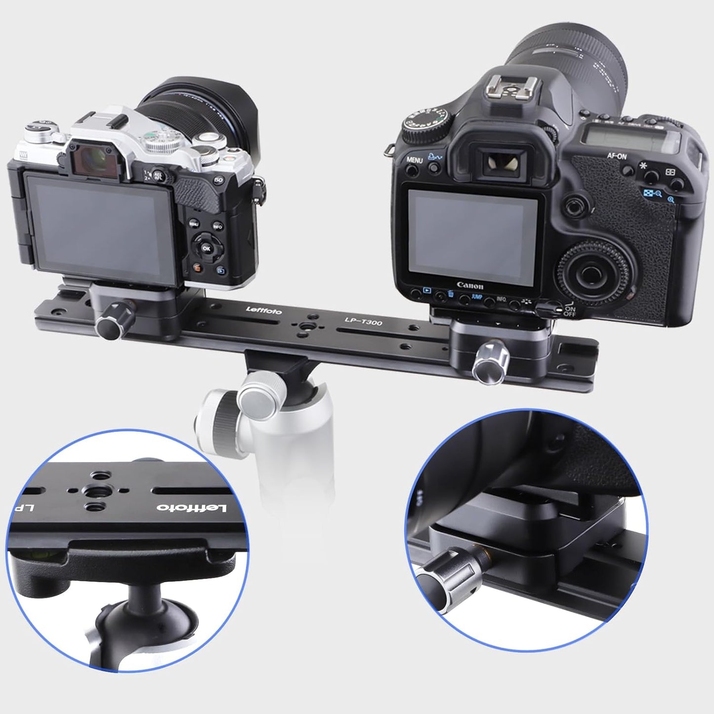 Leftfoto 300mm 1/4" 3/8" Dovetail Slide Rail,Arca Swiss Type Quick Release Plate with Locating Hole for ARRI,with More