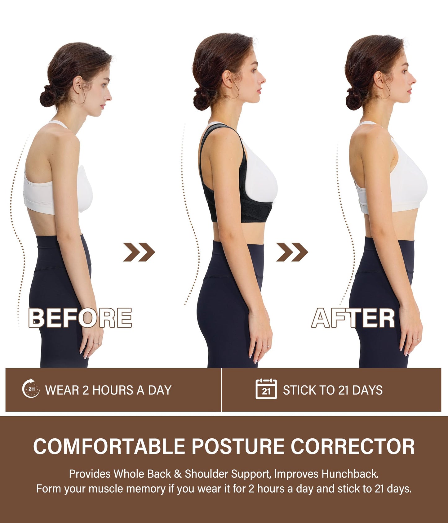 URSEXYLY Posture Corrector for Women Breathable Back Brace For Posture Adjustable Back Straightener Support for Neck Shoulder Clavicle and Upper Back Pain Relief(2XL/3XL,Black)