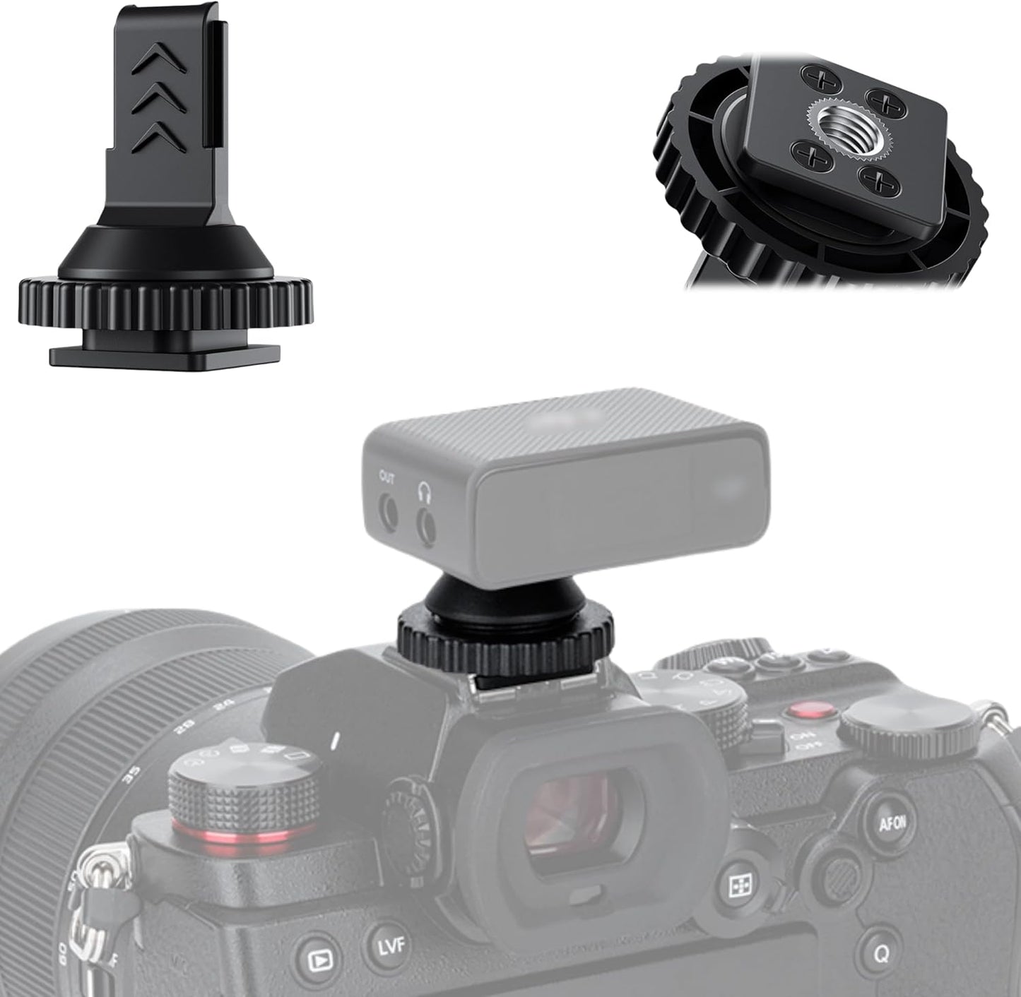 1 1/4"-20, Mic1 JJC Cold Shoe Mount Adapter for DJI Mic with Durable ABS Cold Shoe Adapter for DJI Only, Hot Shoe