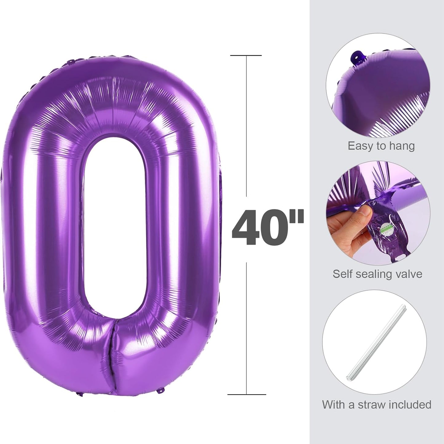 Number 18 Balloons - 40 Inch Purple Birthday Decorations for Celebrations & Graduations