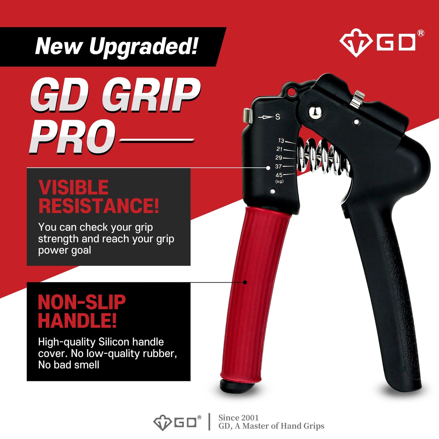 GD GRIP PRO Hand Grip Strengthener Adjustable gripper (Resistance : 29~99lb) Wrist Strengthener Hand exerciser Forearm Trainer