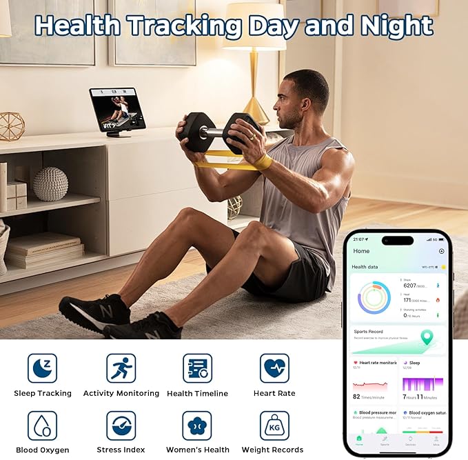 Smart Ring Health Tracker, Sleep Tracker Ring with Heart Rate, Waterproof Fitness Ring for Activity Monitoring/Steps/Distance/Calories, Air Gestures,Up to 7-Day Battery, for iOS and Android (Gold,#8)