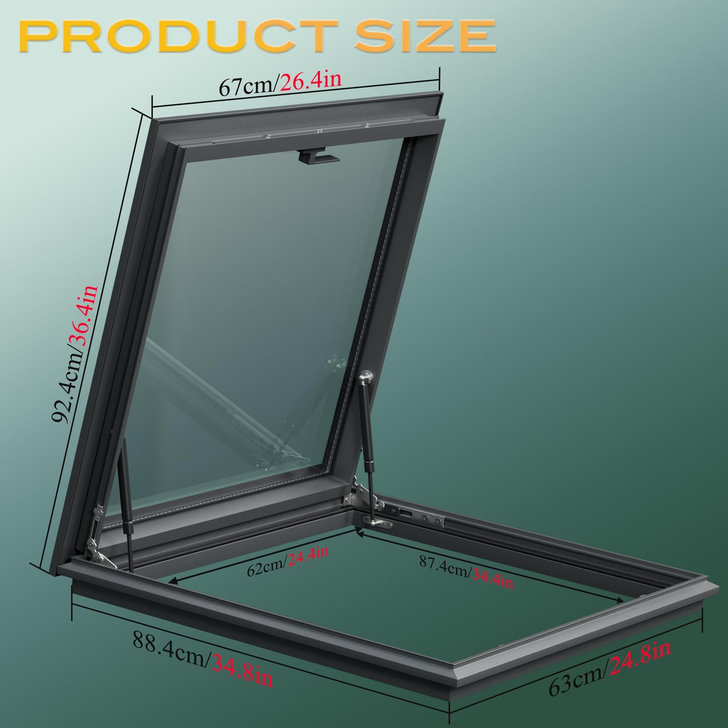 Viuseo Manual Skylight Window, Skylights for House Roof with Double Tempered Glass and Aluminum Alloy Frame, Roof Skylight for Home/Sun Room/Attic/Basement Daylighting