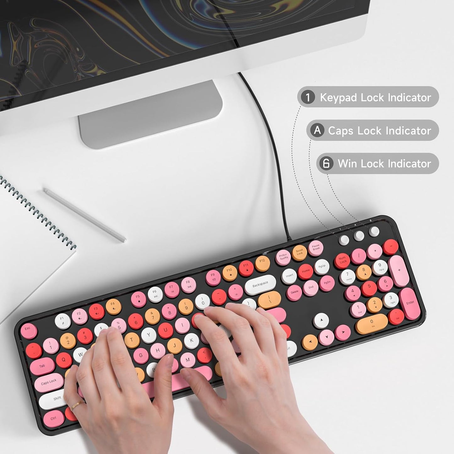 Dilter 104 7 8 10, Wired Keyboard, Keys Full-Sized Typewriter Keyboards, USB Plug and Play Office Keyboard with Number