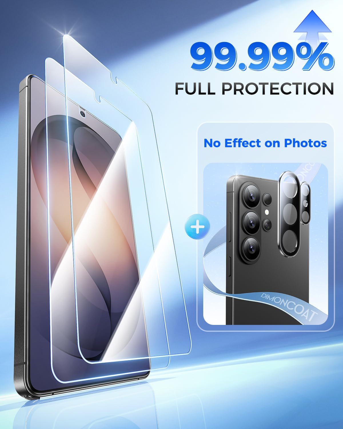 2+2 Pack S26 6.9'' 9H+ [12 DIMONCOAT for Samsung Galaxy Ultra Screen Protector with Camera Lens Protector, [TOP HD