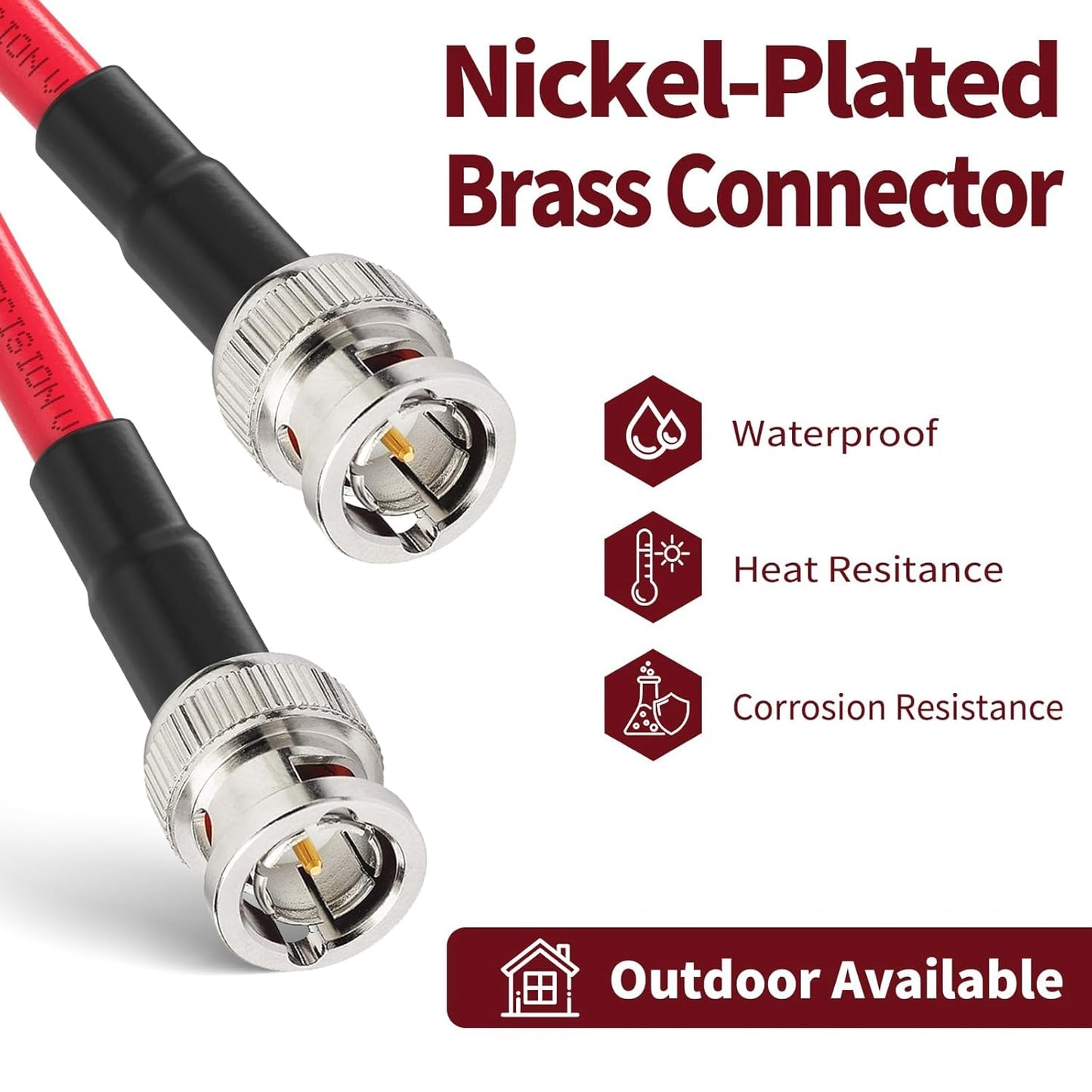 3G/6G/12G 10ft 75 1694A HD-SDI/3G-SDI/6G-SDI/4K 1-Pack Superbat SDI Cable BNC Video Cable Ohm Belden Red Support Video