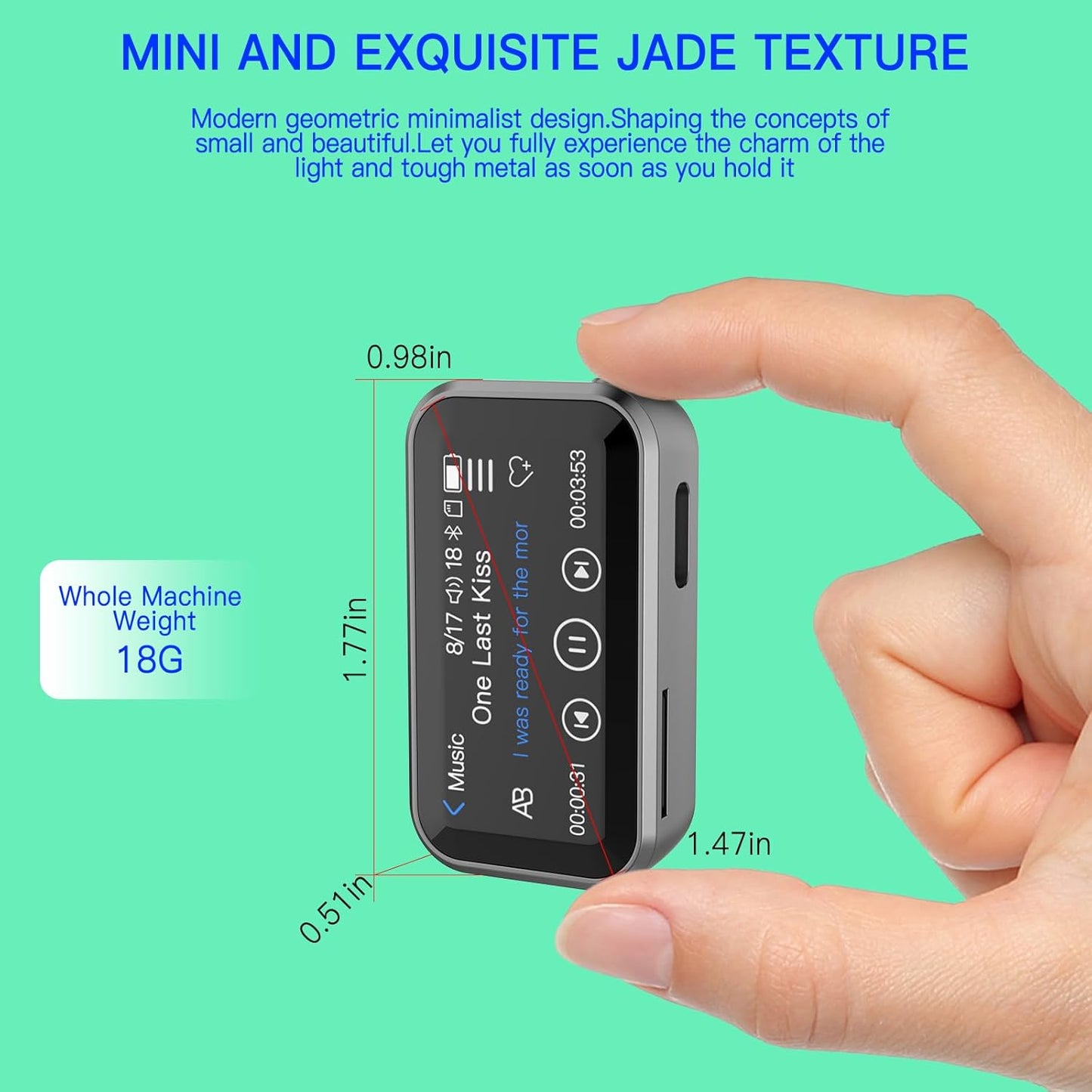 Jersonn MP3 32G 1.47 Mini Player with Bluetooth,Portable Digital Lossless Music Player with Built-in Speaker, in Full