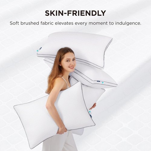 Bedsure Queen Pillows - Fluffy Hotel Quality Down Alternative, Gusseted Support for All Sleepers