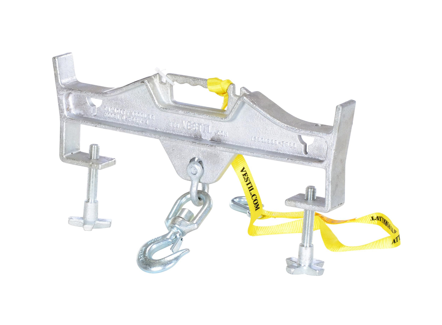 Vestil D-FORK-4-SL Steel Double Swivel Hoist Optioning Hook 2 In x 23-3/16 In x 14-1/2 In 4000 Lb. Capacity Silver