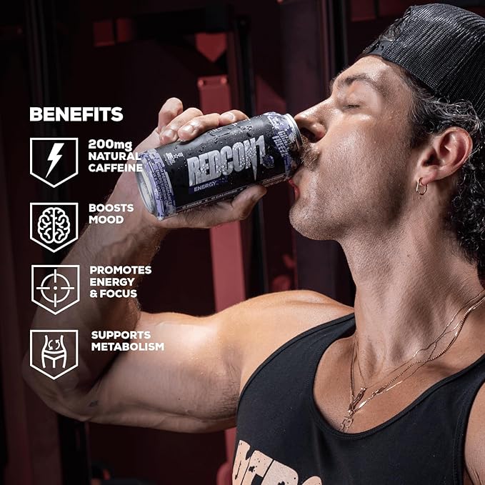 REDCON1 Energy High Performance Drink, Grape Freeze - Zero Sugar Energy Drink with Alpha GPC Nootropic - 200mg Natural Caffeine from Green Coffee Beans - Vitamin B6, B12 & B5 to Boost Mood (12 ct)