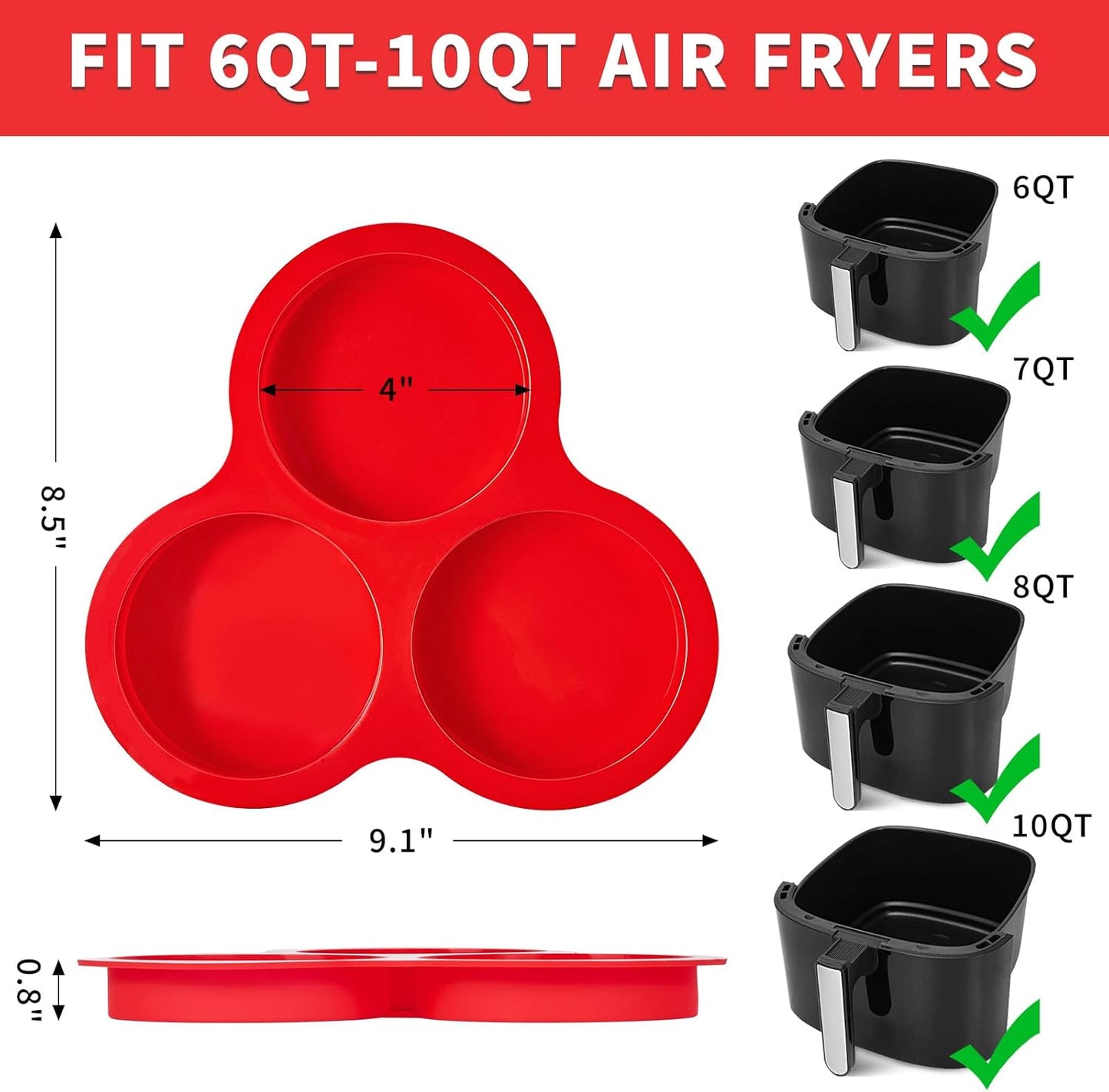 Puyeipt Silicone Egg Molds - 4 Inch Jumbo Round Muffin Top Pans for Breakfast Sandwiches & More