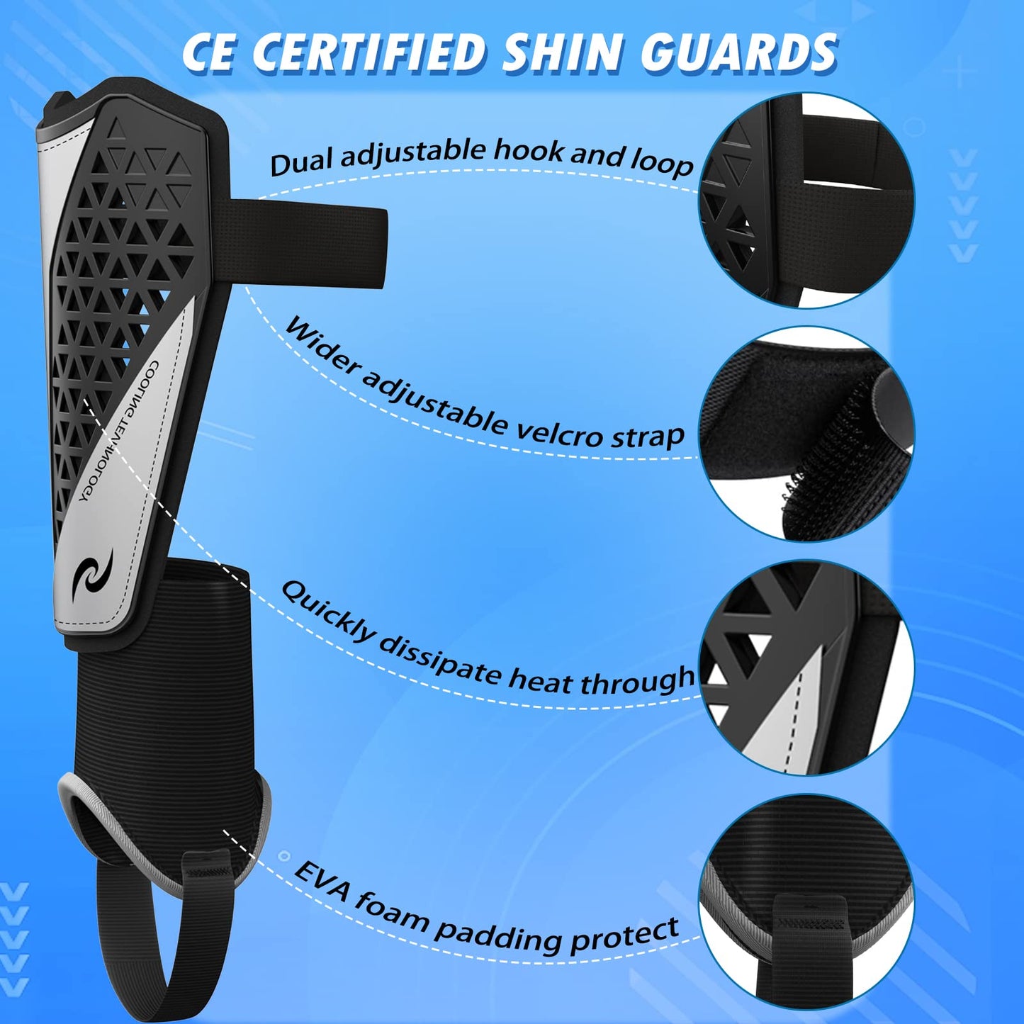 Sportout Breathable Mesh Soccer Shin Guards with Ankle Support - High-Ventilation Shin Pads for Kids, Youth & Adults, Lightweight Gear